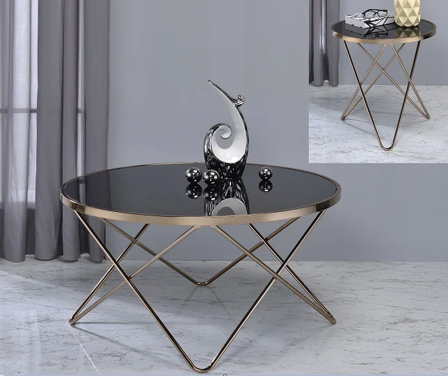 Valora Champagne and Black Glass Coffee Table for Living Room