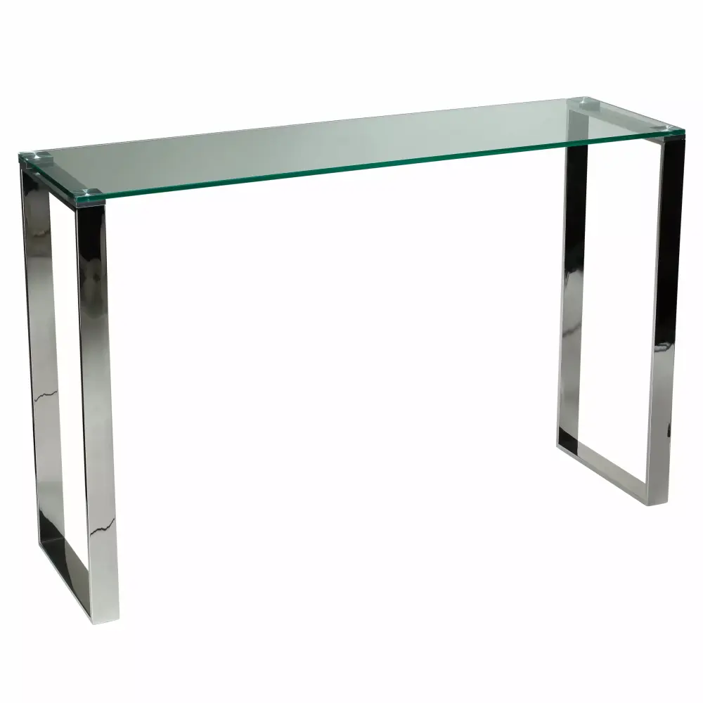 Cortesi Home Remi Contemporary Glass Console Table with Chrome Finish