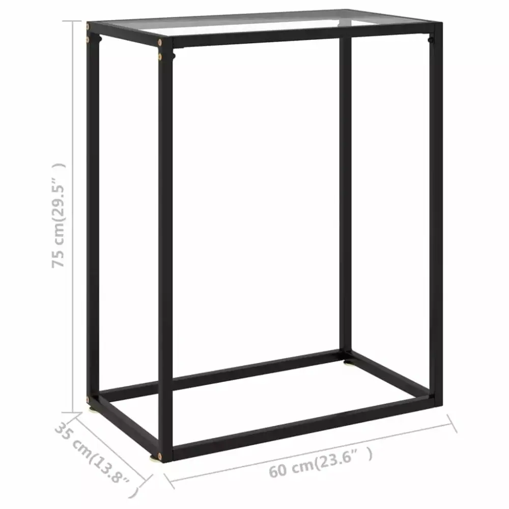 vidaXL Transparent Tempered Glass Console Table 23.6x13.8x29.5 Inches