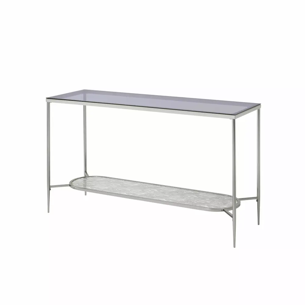 CoSoTower Sofa Table in Glass & Chrome Finish - Modern Living Room Console Table