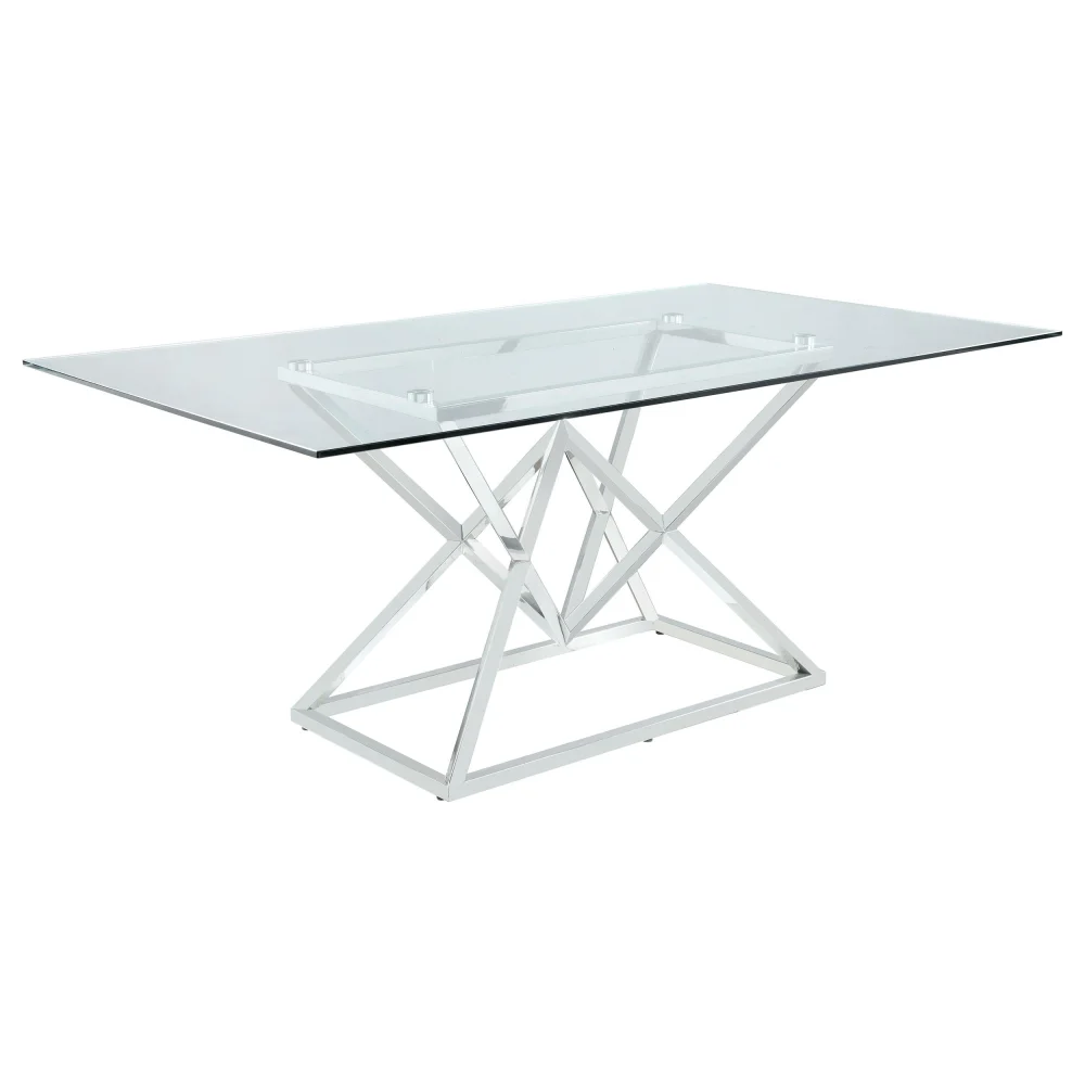 Beaufort Rectangle Glass Top Dining Table Chrome Modern Kitchen Table