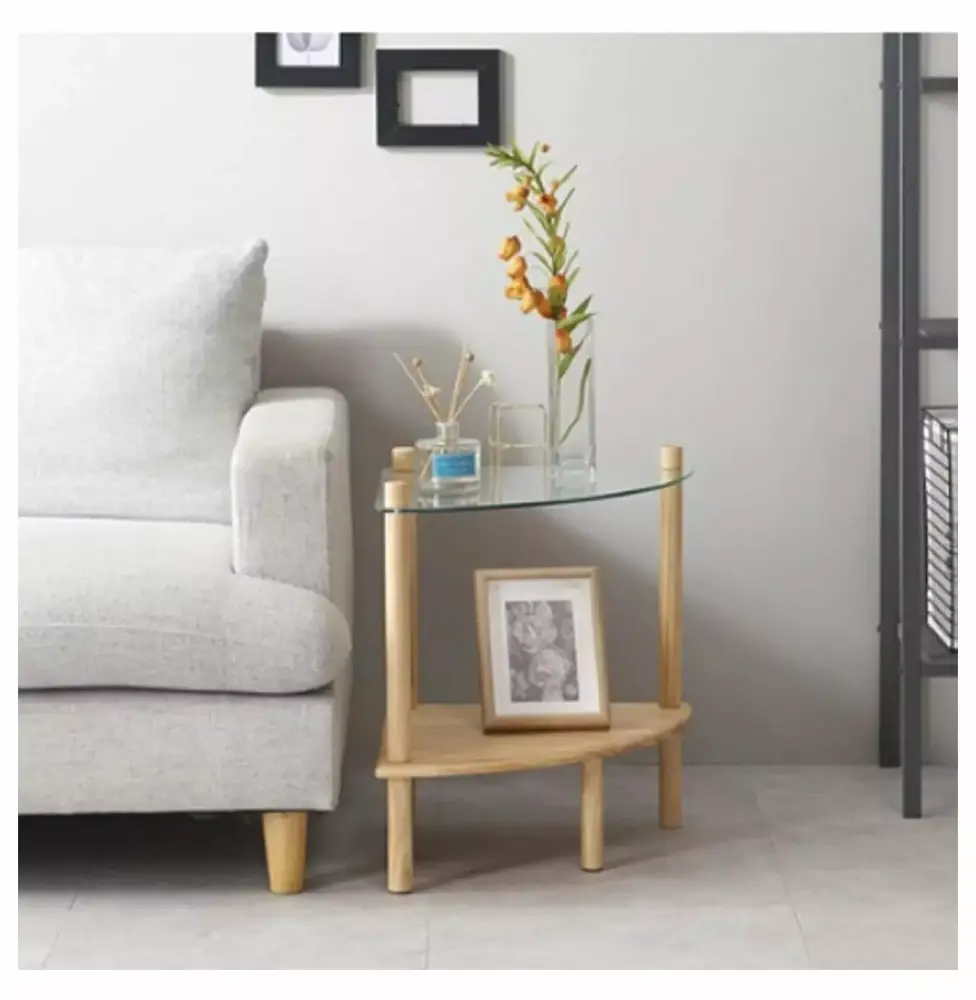 2 Tier Chic End Table with Glass Top - Multi-functional Side Table for Home or Office