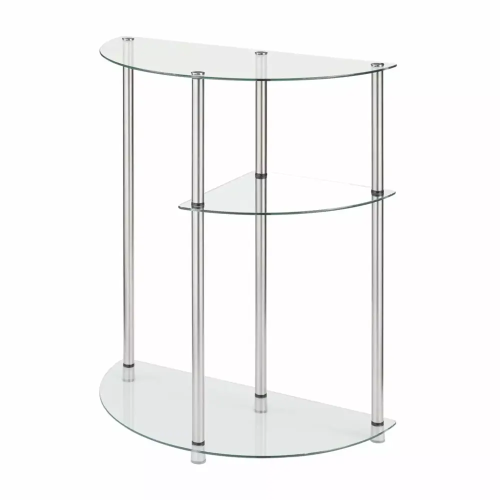 Convenience Concepts Three-Tier Clear Glass Display Accent Table