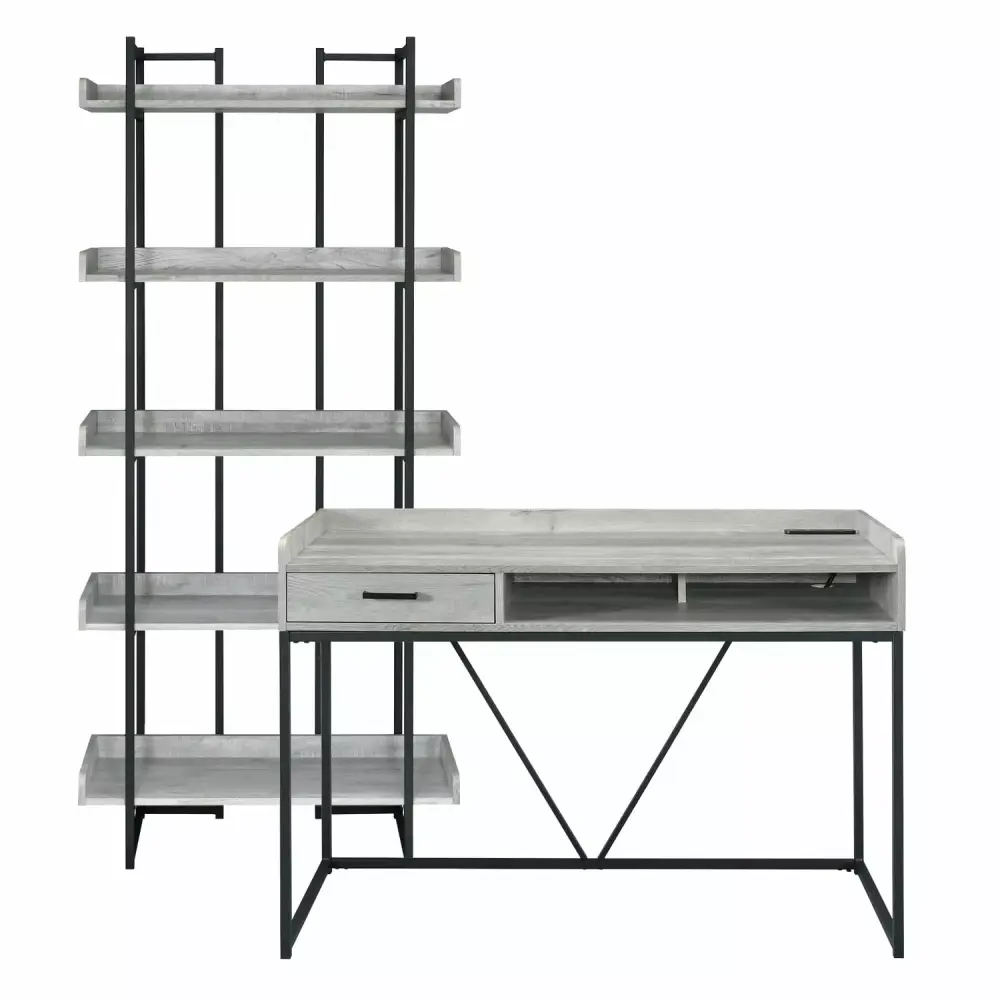 Picket Houtilize Furnishings Peyton 2-Piece Bedroom Set in Grey - Contemporary Style