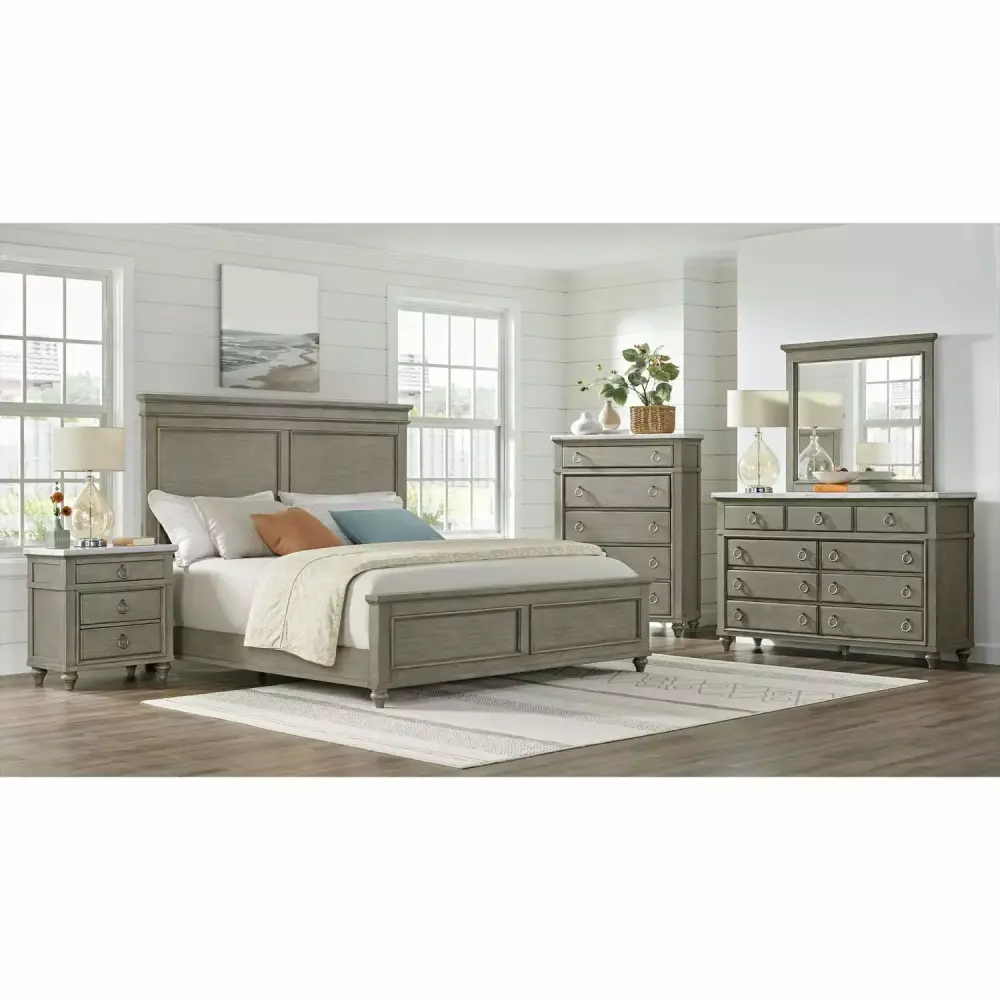 Picket Houtilize Furnishings Bessie 5-Piece Queen Bedroom Set in Grey