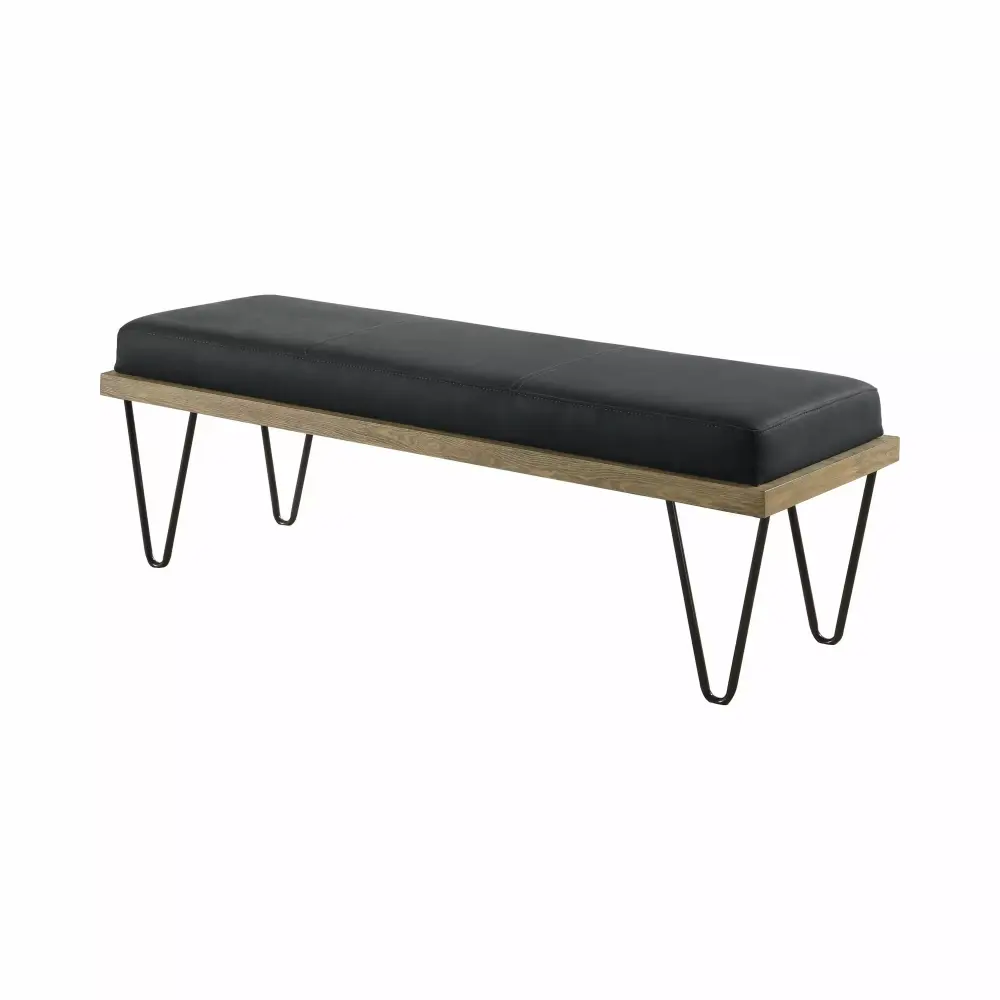 Upholstered Bench with Hairpin Legs Black