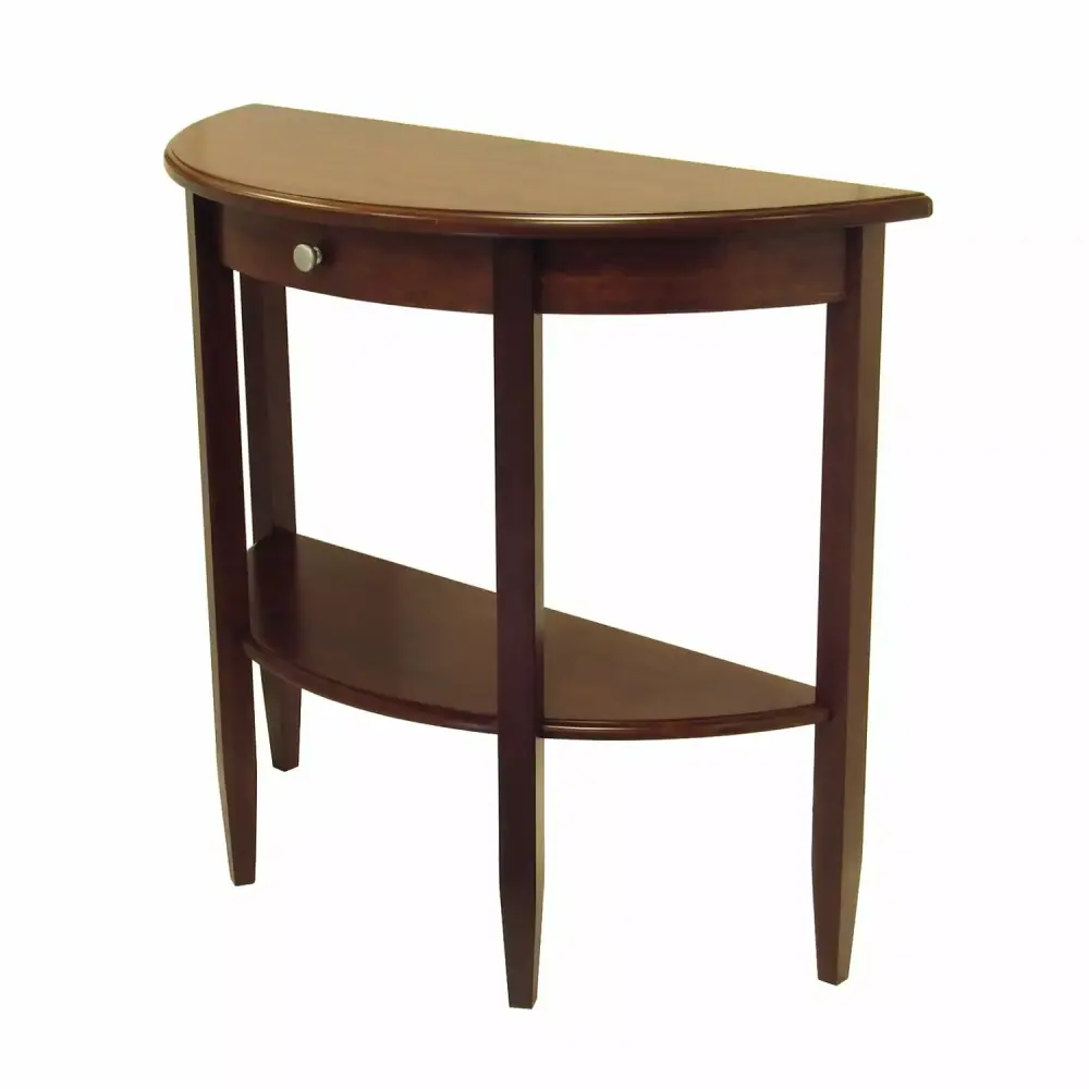 Contemporary Home Living 39 Half Moon Console Hall Table with Drawer and Shelf