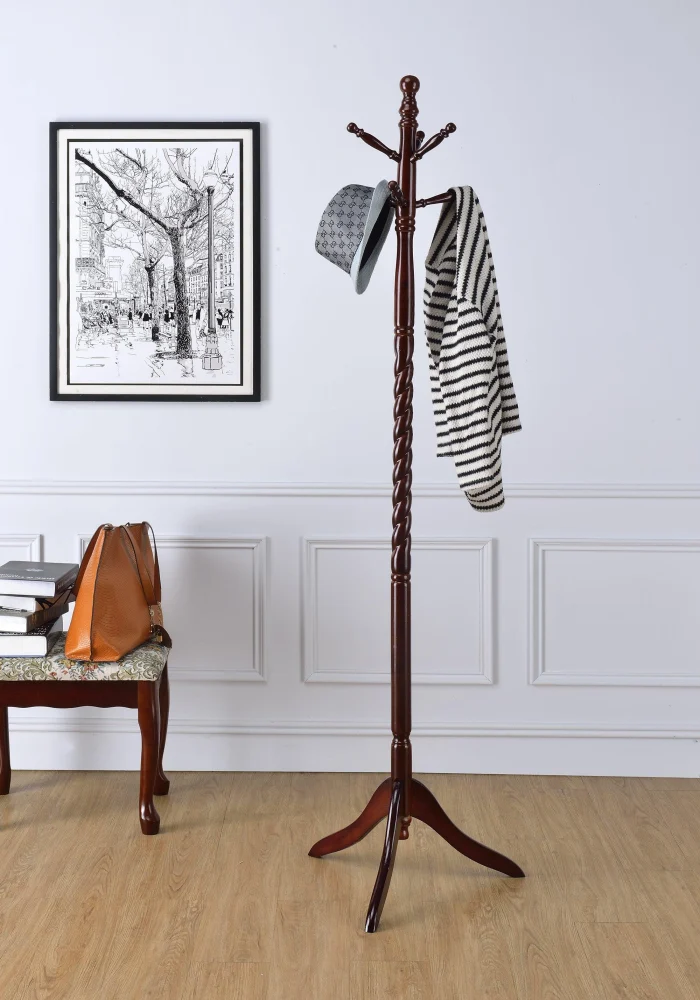 CHERRY TWIST HALL TREE - Entryway Organizer with Hooks and Bench