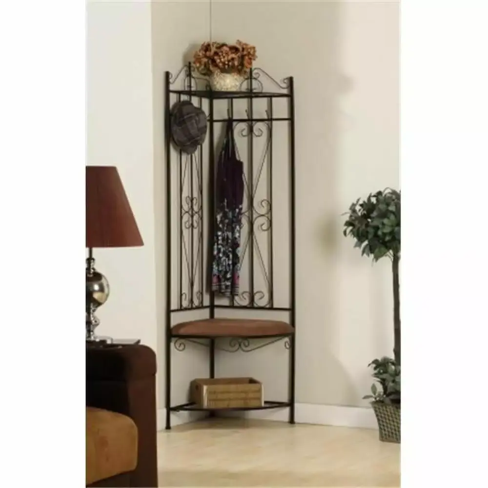Corner Hallway Bench for Small Spaces and Entryway Organization
