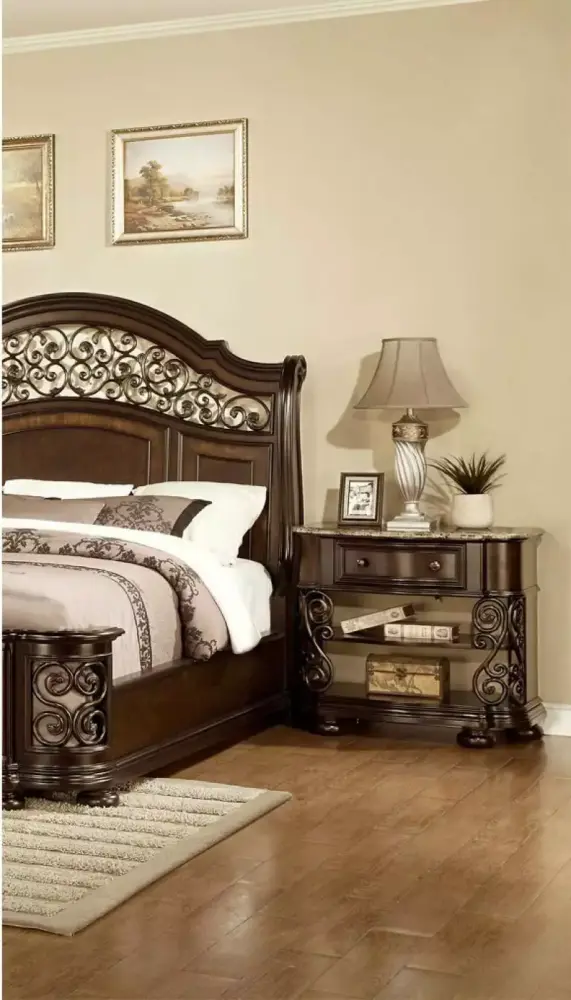 Mcferran B366 Allison Espresso Finish Solid Hardwood Eastern King Bedroom Set 3Pcs
