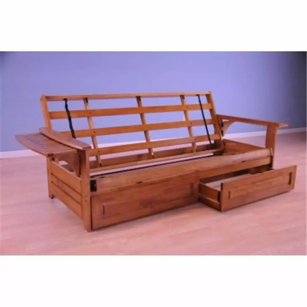 Kodiak Furniture Phoenix Hardwood Frame with Storage Drawers in Barbados Red - Full Size Futon Frame