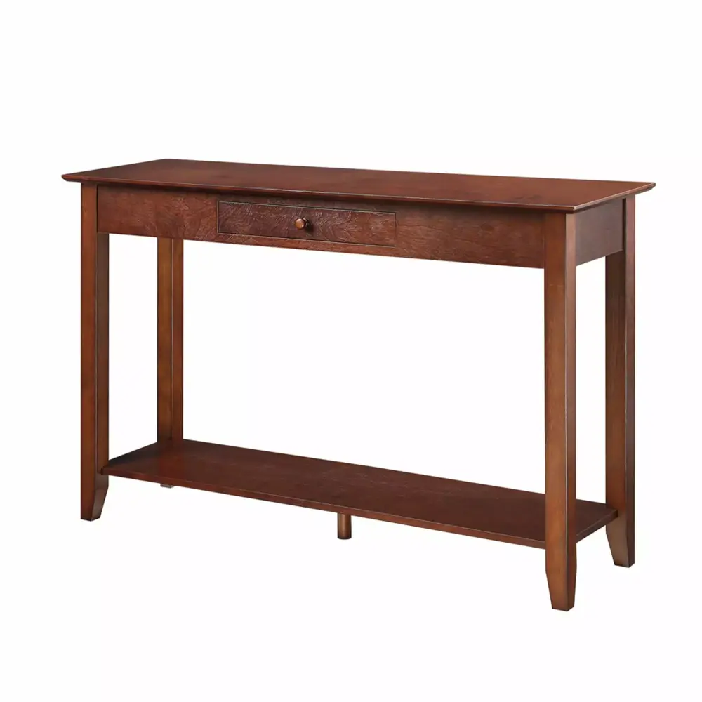 American Heritage 1 Drawer Console Table with Shelf Solid Pine Legs Ash Veneer Top Classic Design