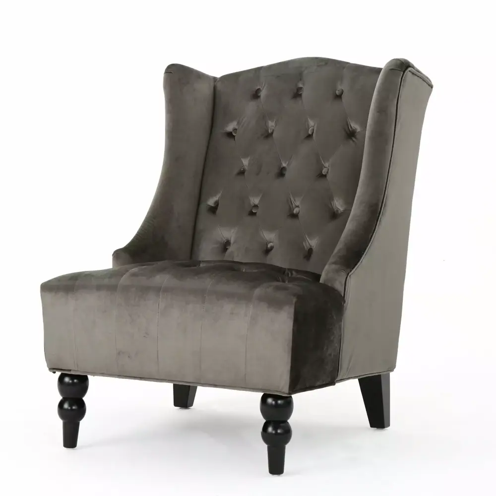 Talisa High-Back New Velvet Club Chair Gray
