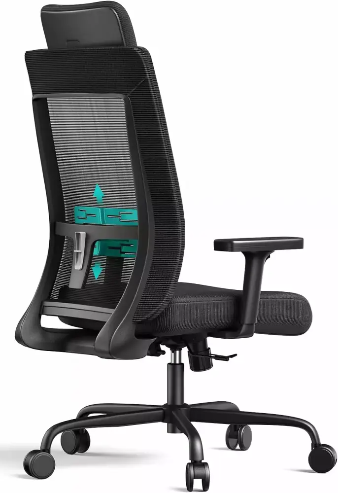 Ergonomic Office Chair 350LBS Capacity with Adjustable Lumbar Support and PU Armrests