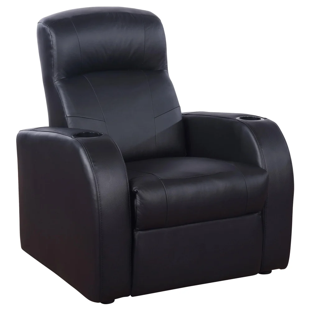 Cyrus Home Theater Upholstered Recliner Chair in Black for Comfortable Movie Nights