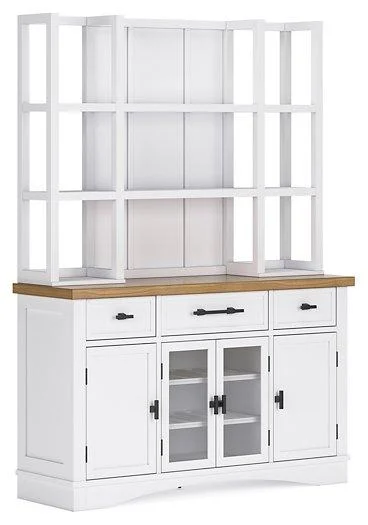 Ashbryn Dining Server and Hutch - Elegant Buffet Storage Cabinet with Display Shelf