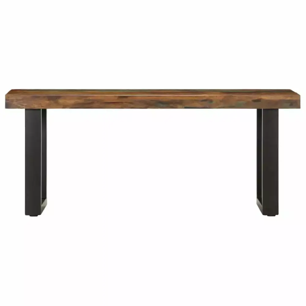 vidaXL Bench 43.3 Solid Reclaimed Wood and Steel for Industrial Style Spaces