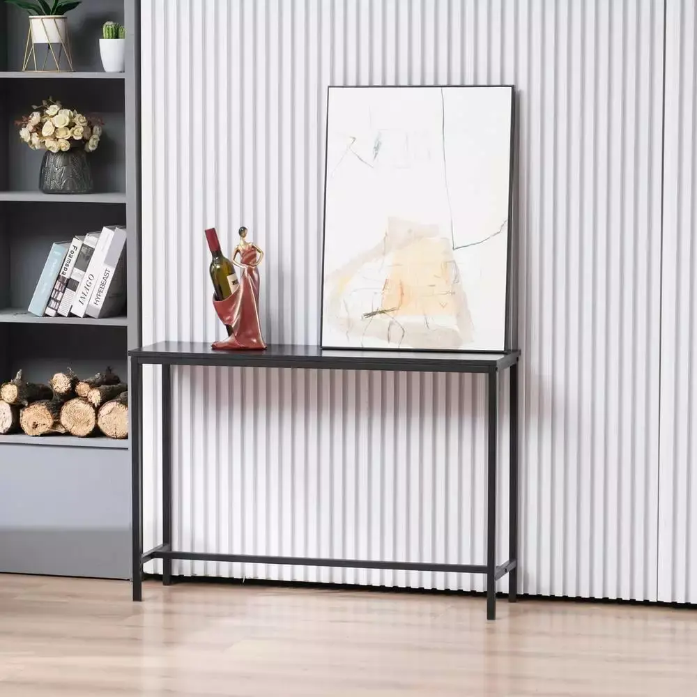 SalonMore Entryway Console Sofa Table with Metal Frame Rustic Brown Industrial Wood Finish