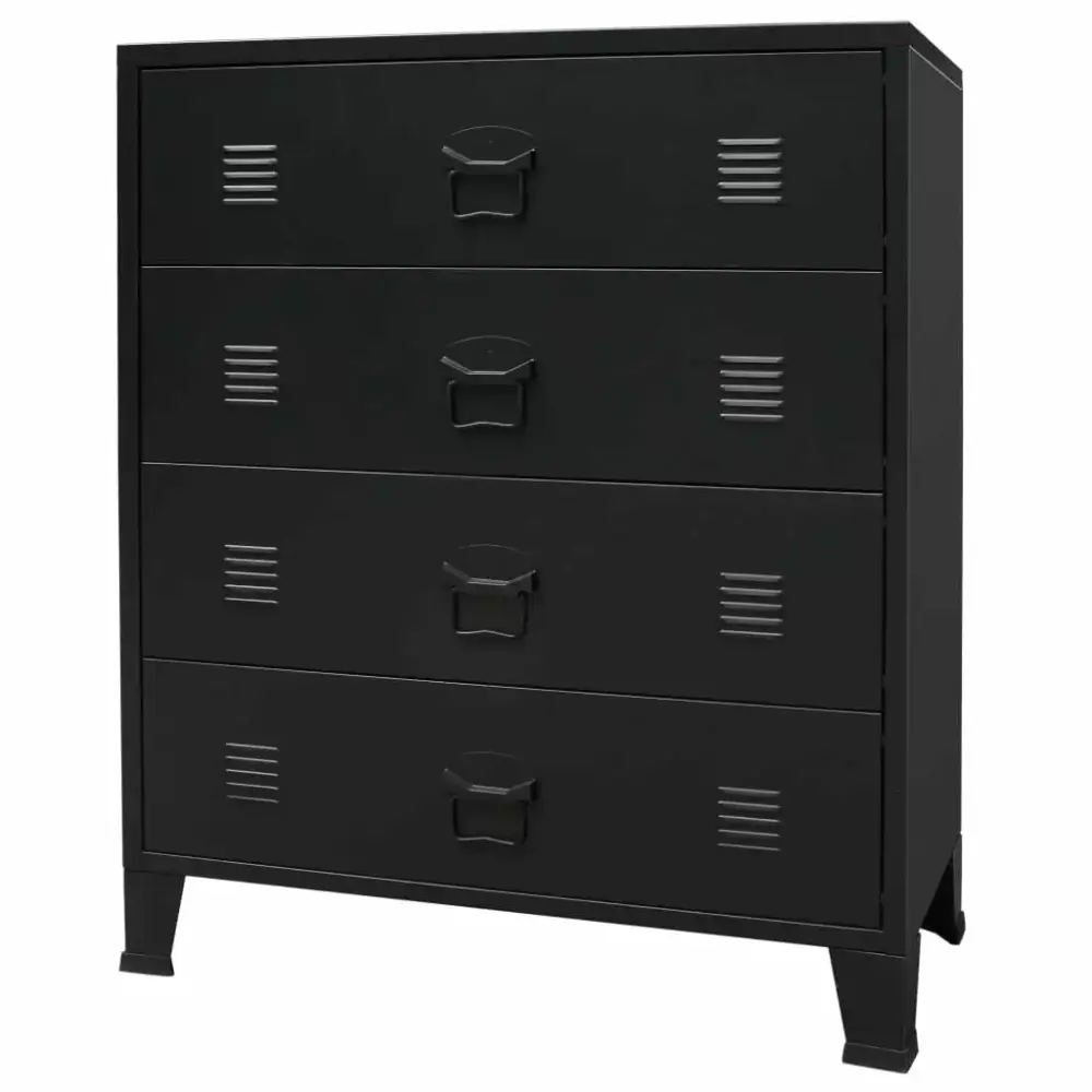 Dcenta Industrial Style 4 Drawer Dresser - Metal End Side Cabinet for Bedroom or Living Room