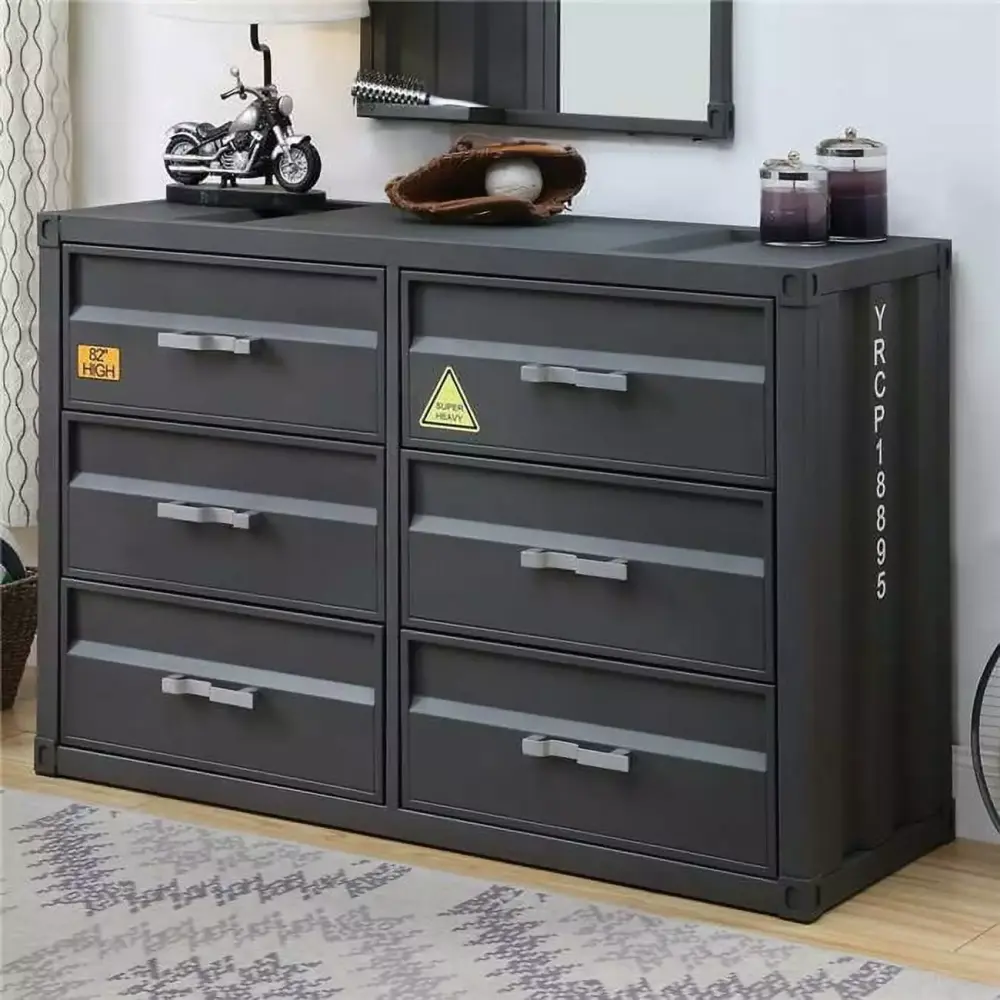 Acme Furniture Cargo Dresser in Gunmetal Finish - Industrial Bedroom Storage