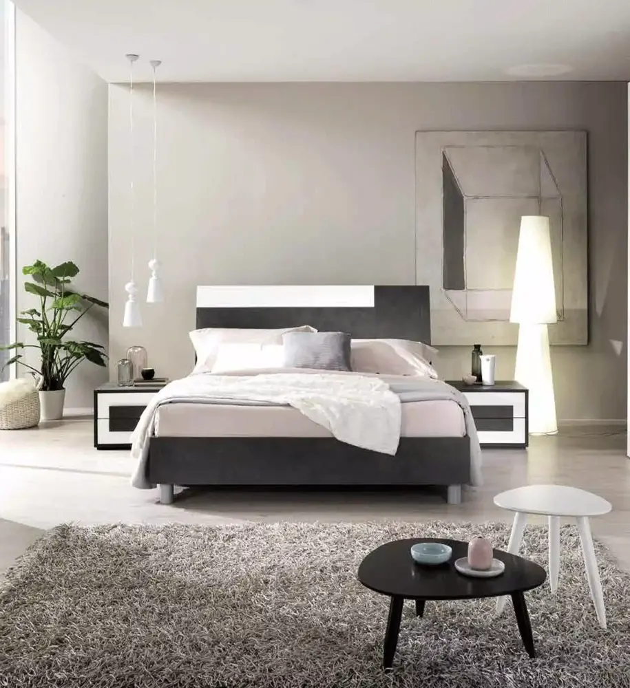 Slate Grey White King Bedroom Set 3 Piece PANAREA ESF Modern Made in Italy
