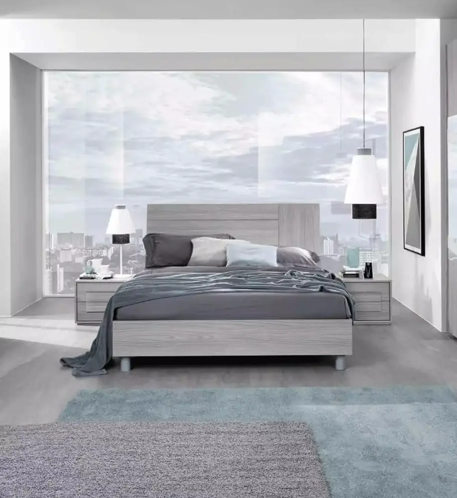 Matt Grey/Silver Queen Bedroom Set 3Pcs LINOSA ESF Modern MADE IN ITALY - Luxury Bedroom Furniture