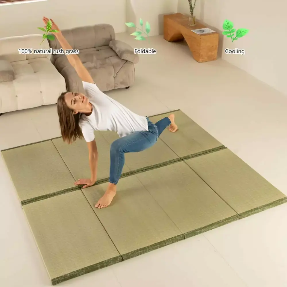 LIANMEI Tatami Mat Japanese Floor Mattress Traditional Japanese Futon Floor Mattress Rush Grass Foldable Bed