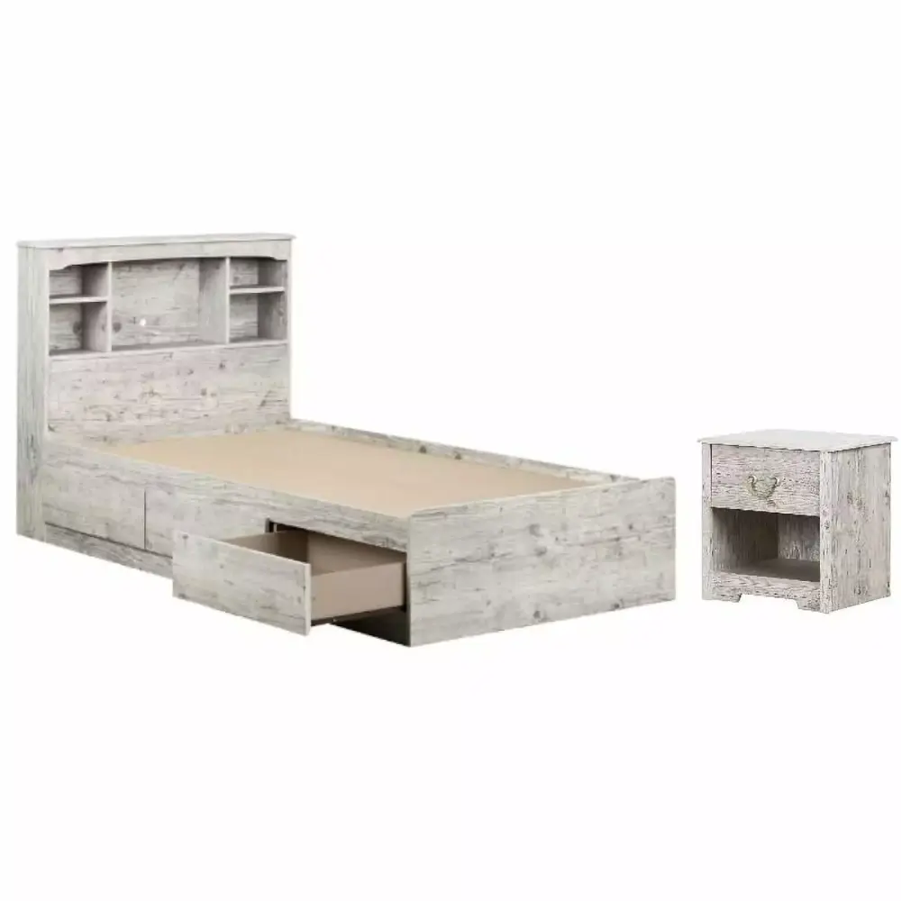 Home Square 2-Piece Kids Bedroom Set with Seaside Pine Nightstand
