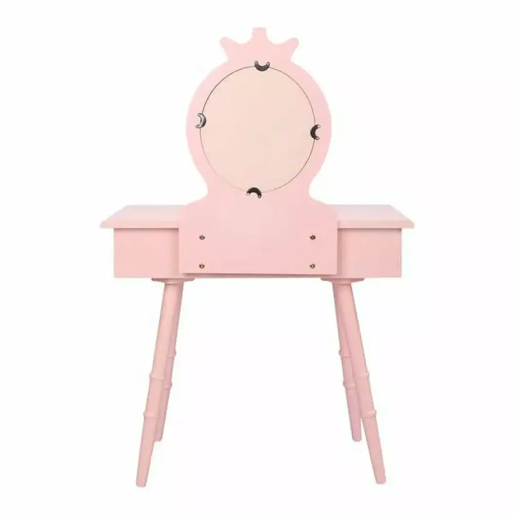 Children's Pink Single Drawer Round Foot Dresser with Mirror