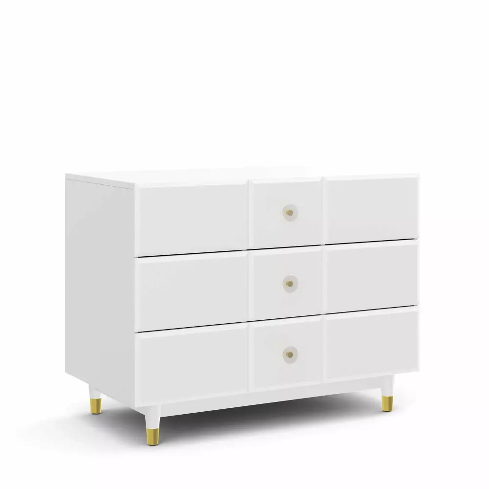 Little Seeds Aviary 3-Drawer Dresser with Gold Hardware White Modern Kids Dresser