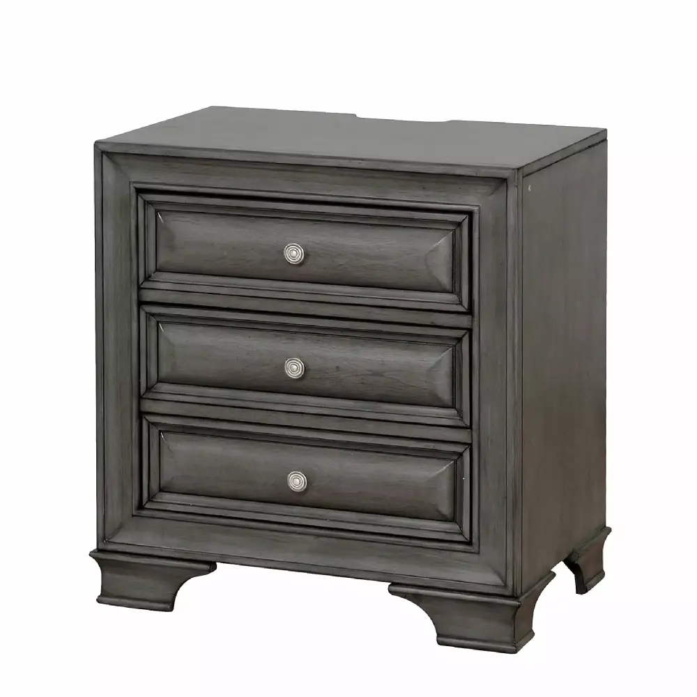 QueenDream Wood Nightstand with 3 Drawers and USB Interface for Bedroom Nursery Kids Room