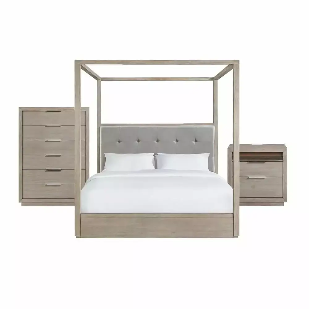 Picket House Furnishings Cadia King Canopy 3PC Bedroom Set in Grey