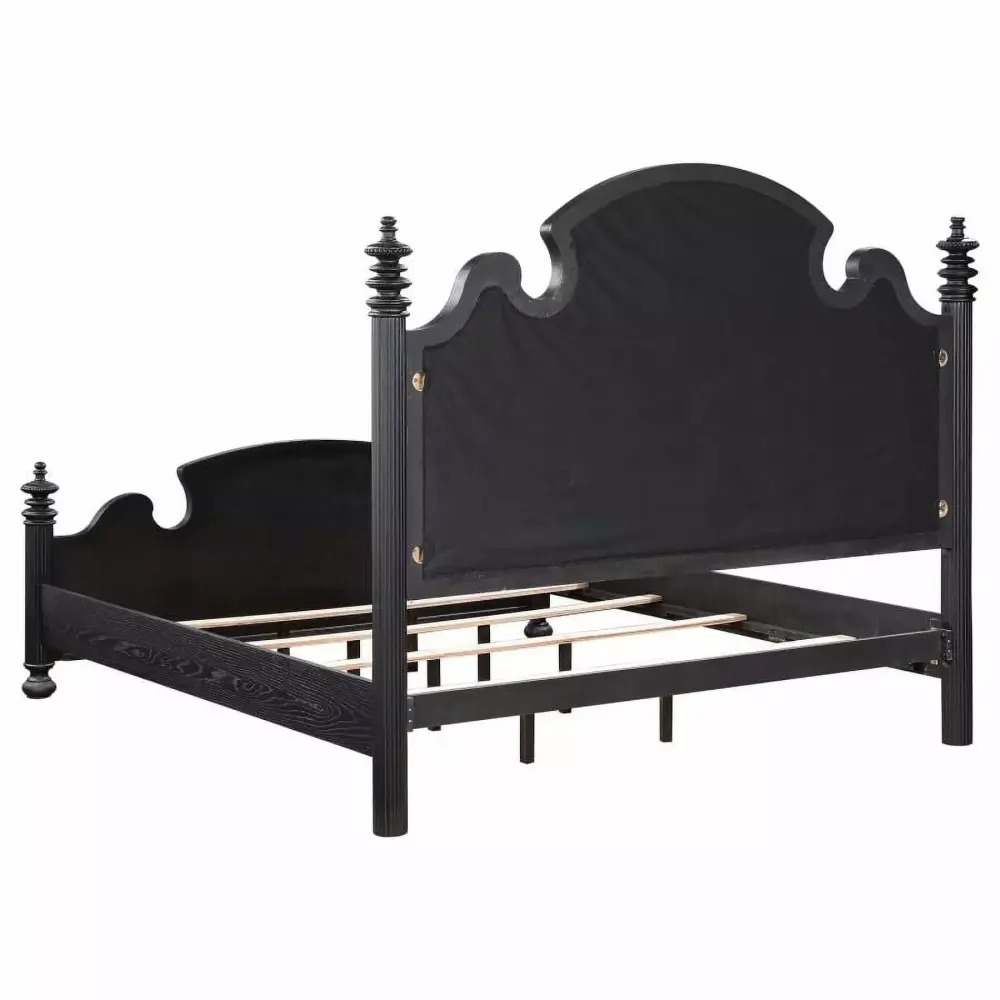 Coaster Celina 4-Piece Upholstered Wood Eastern King Bedroom Set Black and Beige