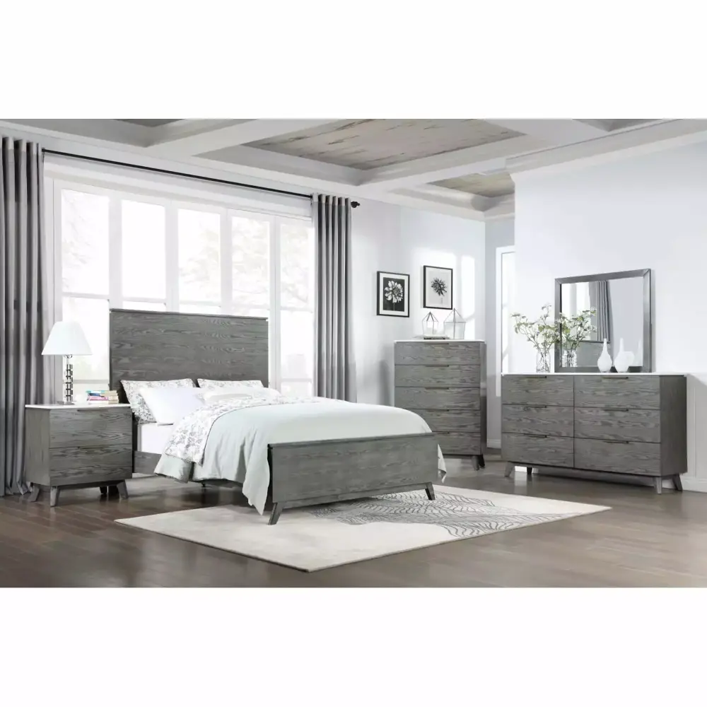 Coaster Nathan 5-piece Wood Eastern King Bedroom Set White Marble and Gray