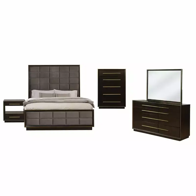 Durango 5-piece Eastern King Panel Bedroom Set Grey and Smoked Peppercorn