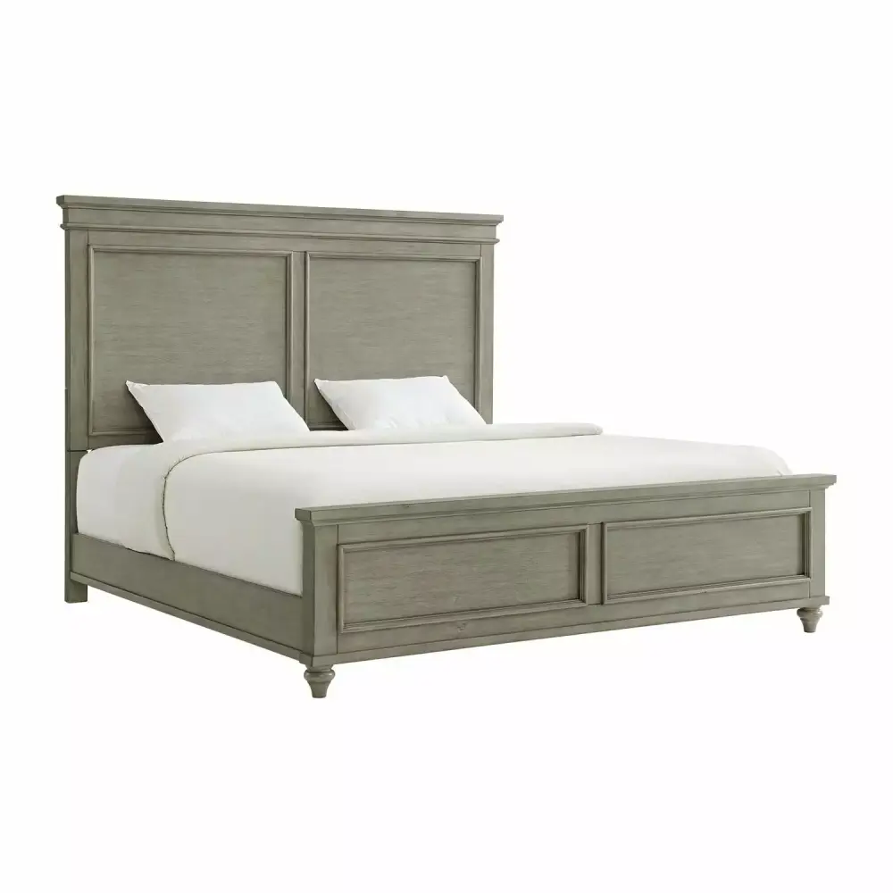 Picket Houtilize Furnishings Bessie 3 Piece Wood King Bedroom Set in Gray