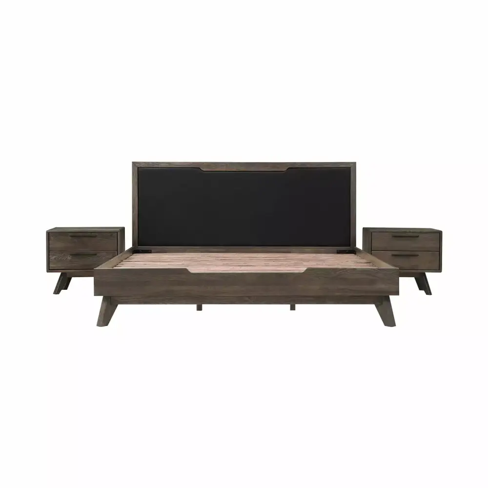 Armen Living Astoria 3-Piece Modern Wood King Bedroom Set in Brown Finish