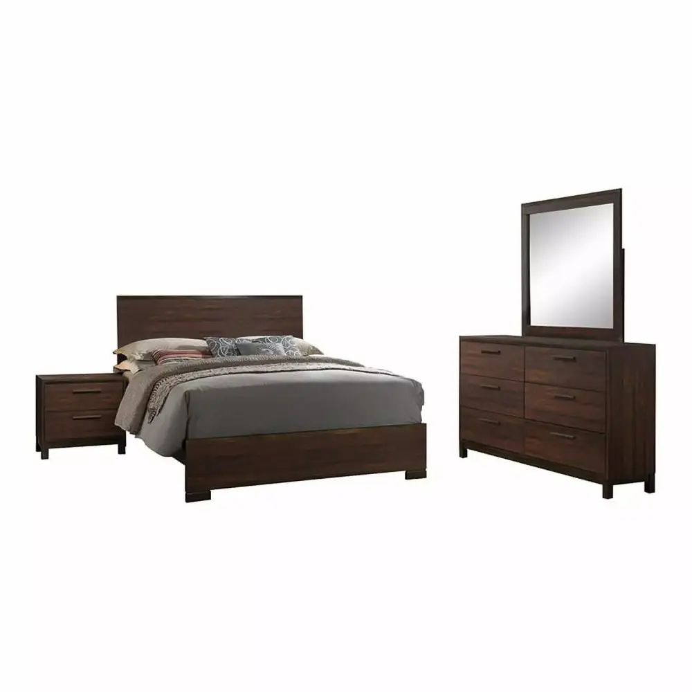 Pemberly Row 4-piece Eastern King Wood Bedroom Set in Rustic Tobacco