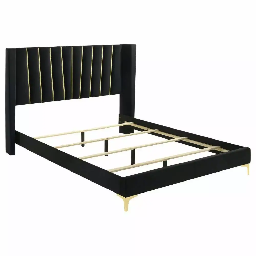 Coaster Kendall 5-Piece Upholstered Tufted Eastern King Bedroom Set in Black