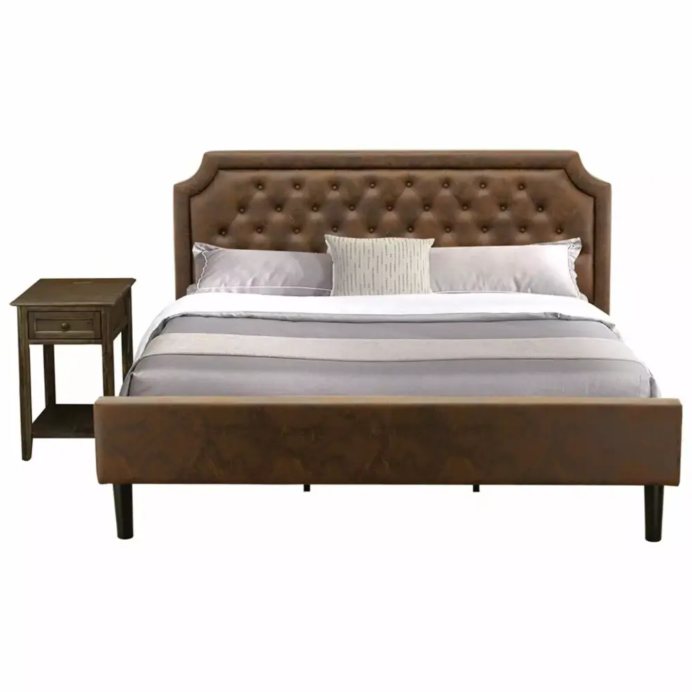 East West Furniture Granbury 2-Piece Wood King Bedroom Set in Brown Jacobean Finish