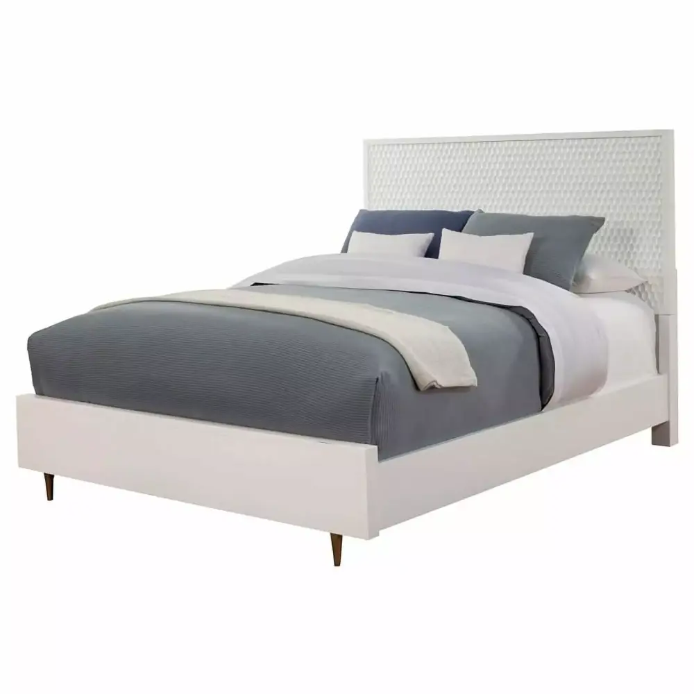 Home Square 2-Piece Set with King Panel Bed and Bedroom Vanity in White