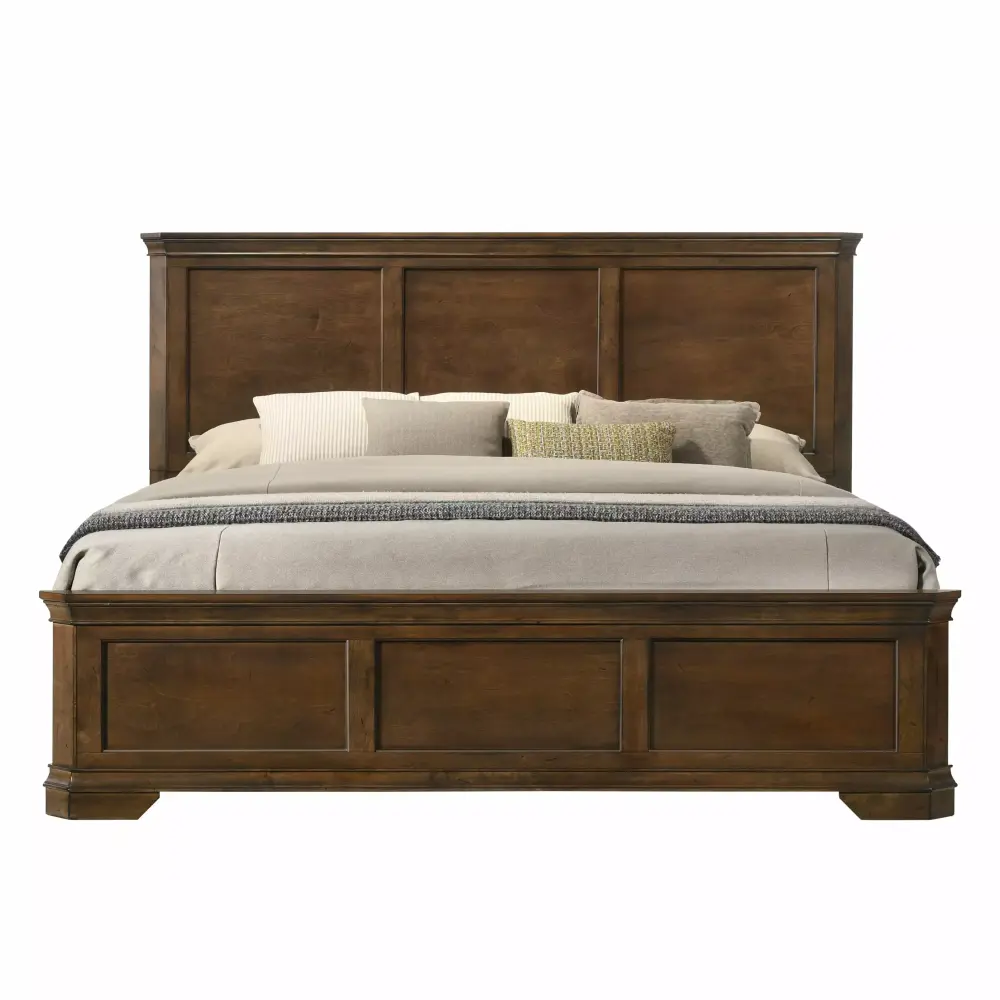 Roundhill Furniture Maderne 4-Piece Bedroom Furniture Set in Antique Walnut Finish