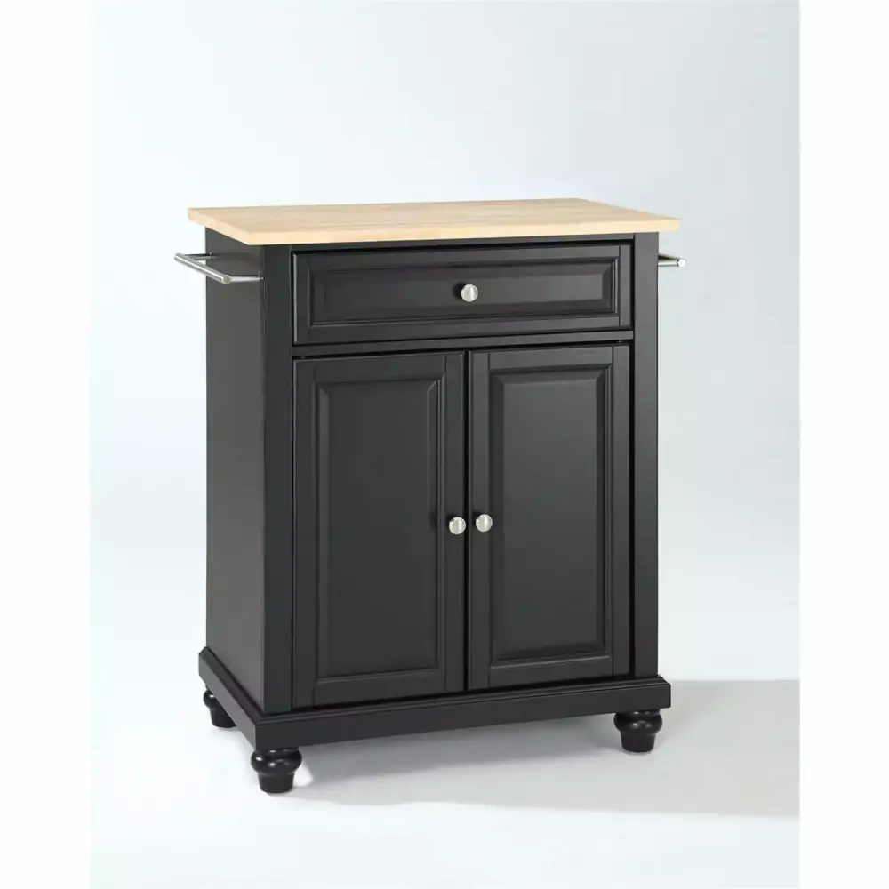 Maykoosh Coastal Cool Wood Top Travel-friendly Kitchen Island Cart White Natural