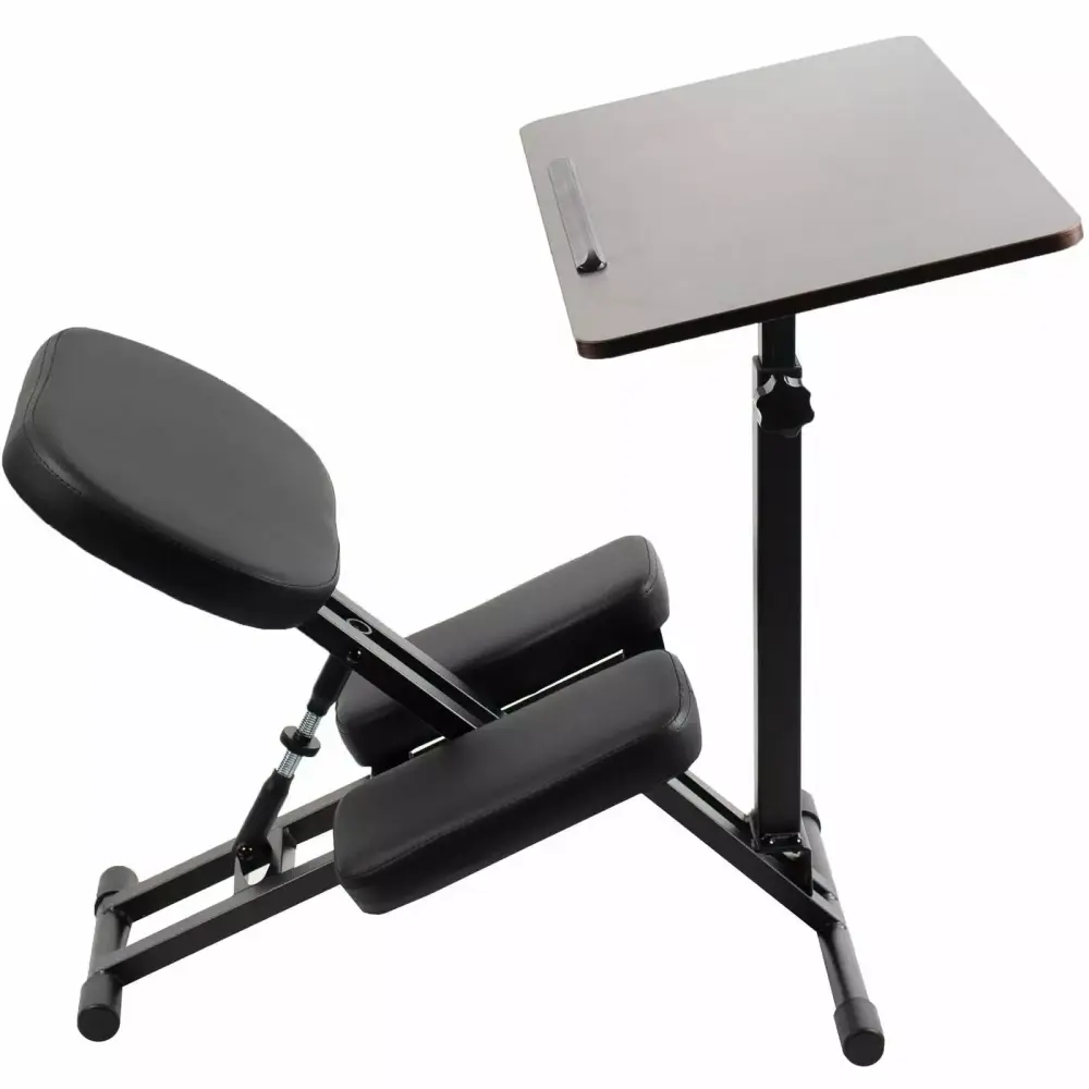ZGBY Ergonomic Kids' Kneeling Chair and Desk Set Dark Wood Top Black Chair for Children's Posture Support