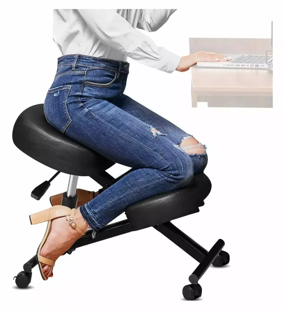 Ergonomic Kneeling Chair with Thick Foam Cushions - Adjustable Posture Stool for Home and Office