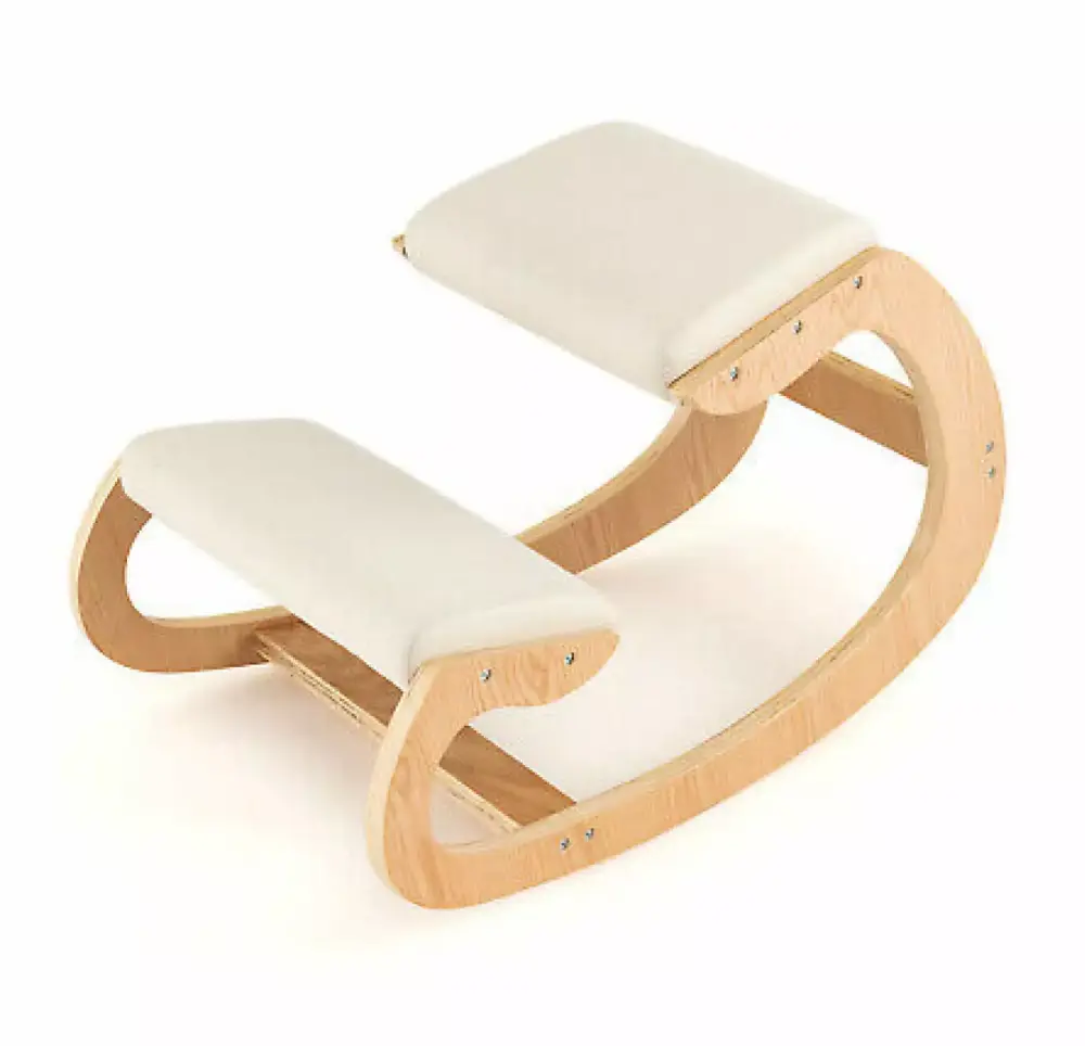 Depot Esh Ergonomic Kneeling Chair with Cushion, Wood Rocking Posture Stool for Back and Neck Support