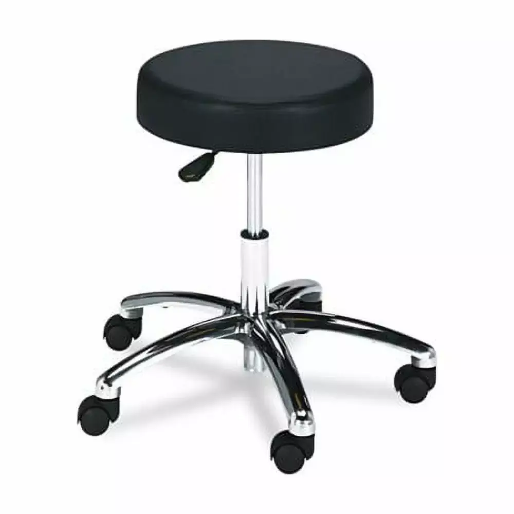 Pneumatic Lab Stool without Back 22 Inch Seat Height Supports up to 250 lbs Black Seat Chrome Base
