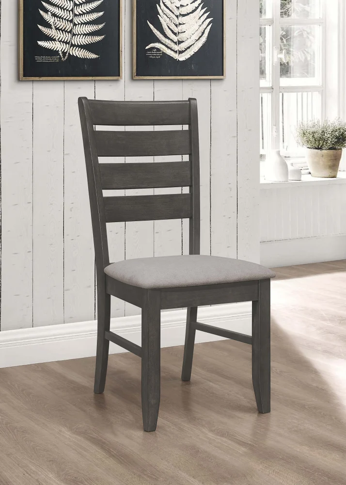 Dalila Ladder Back Side Chair Set of 2 in Grey and Dark Grey for Contemporary Homes