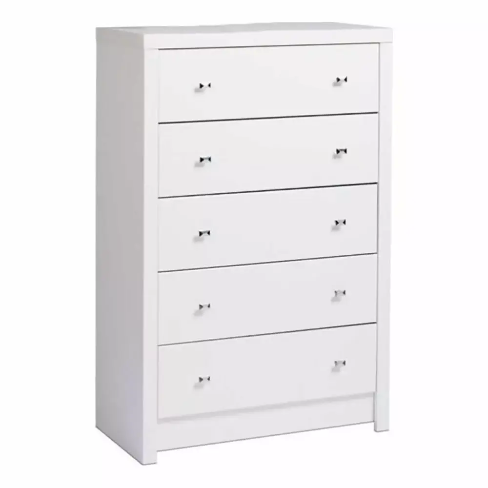Atlin Designs 46 Tall 5-Drawer Chest for Bedroom in White Laminate Dresser
