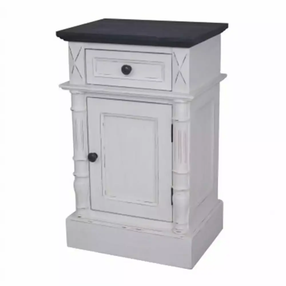 International Caravan Ashbury One-Drawer Lamp Table in Antique White